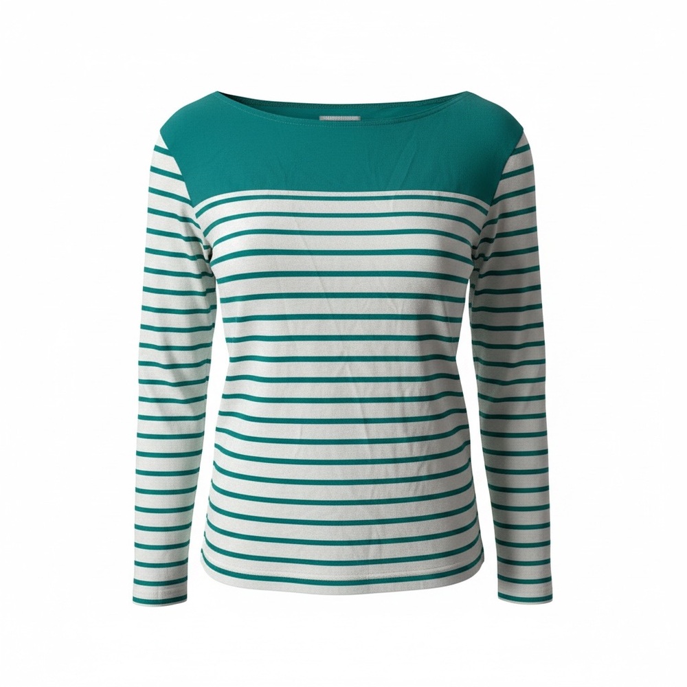 Columbia Green and White Omni-wick Advance Evaporation Striped top